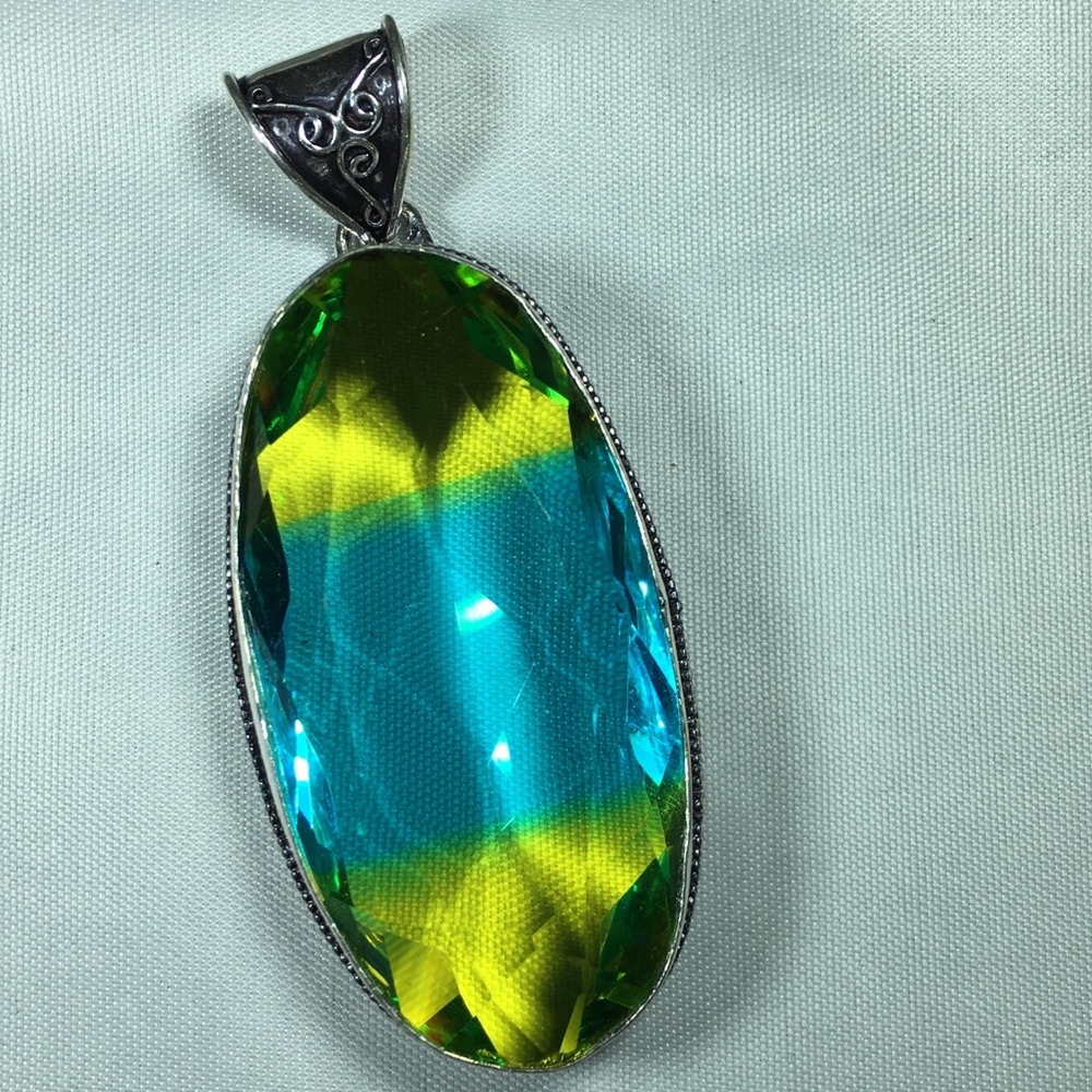Bi Color Tourmaline Yellow Blue Pendant